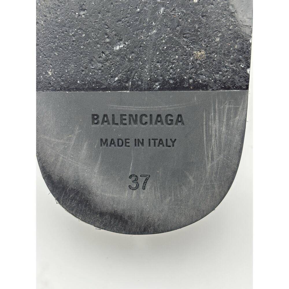 Balenciaga Cosy BB Mules Snake Grey Cream Size 37 / 7 Square Toe Luxury Logo - Picture 11 of 15